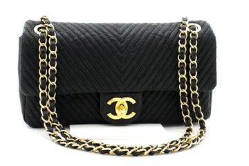 Chanel 2015 Chevron V-Stitch Leather Chain Flap Shoulder Bag i80 hannari-shop