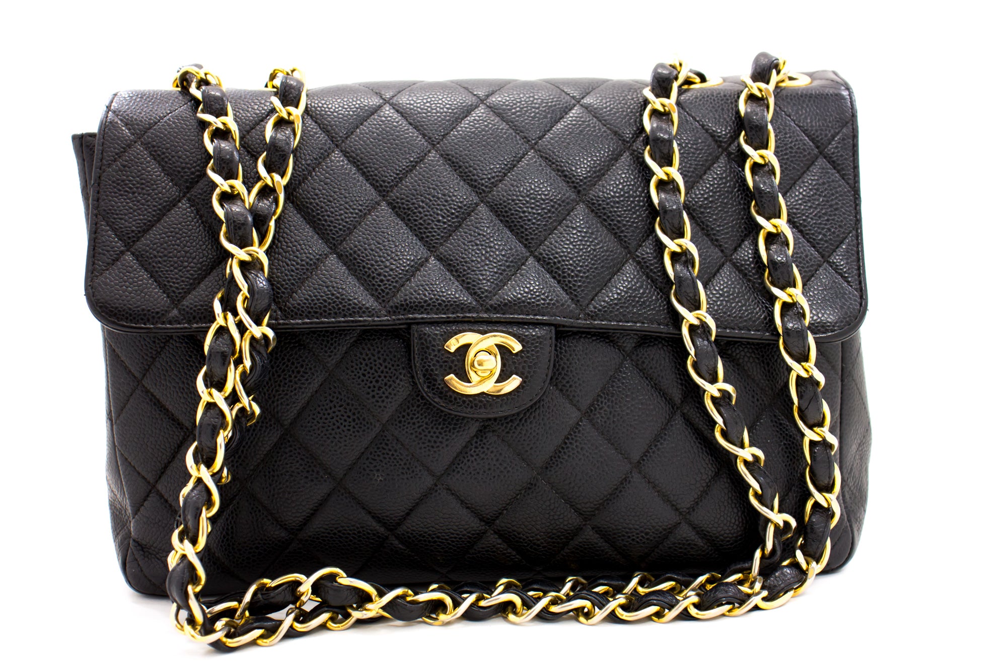 Chanel Jumbo Double Flap Caviar Leather Shoulder Bag