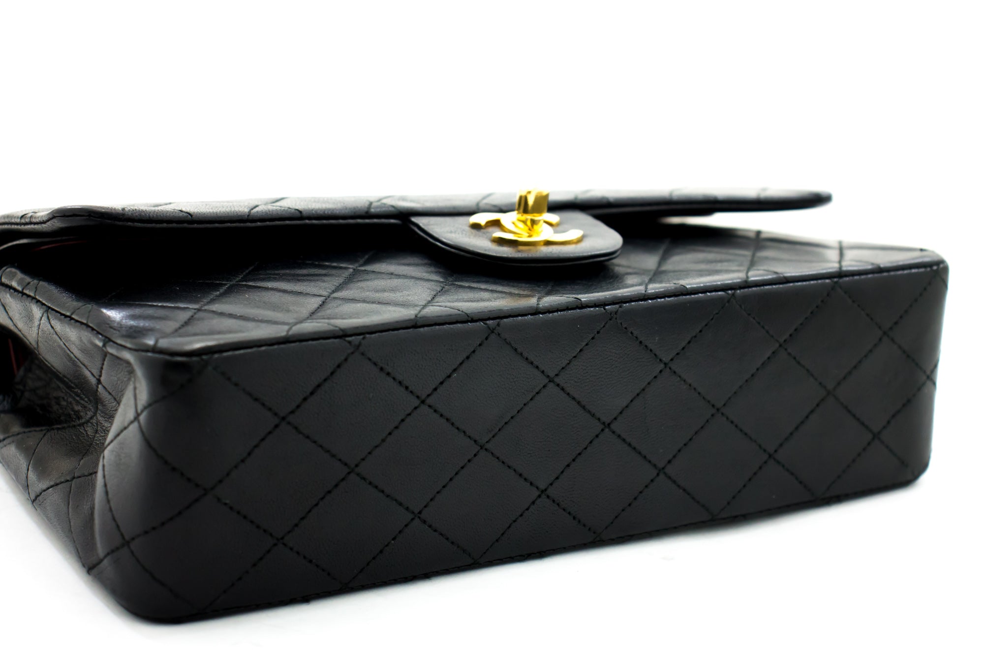 CHANEL 2.55 Double Flap 10 Chain Shoulder Bag Black Lambskin i45 – hannari- shop