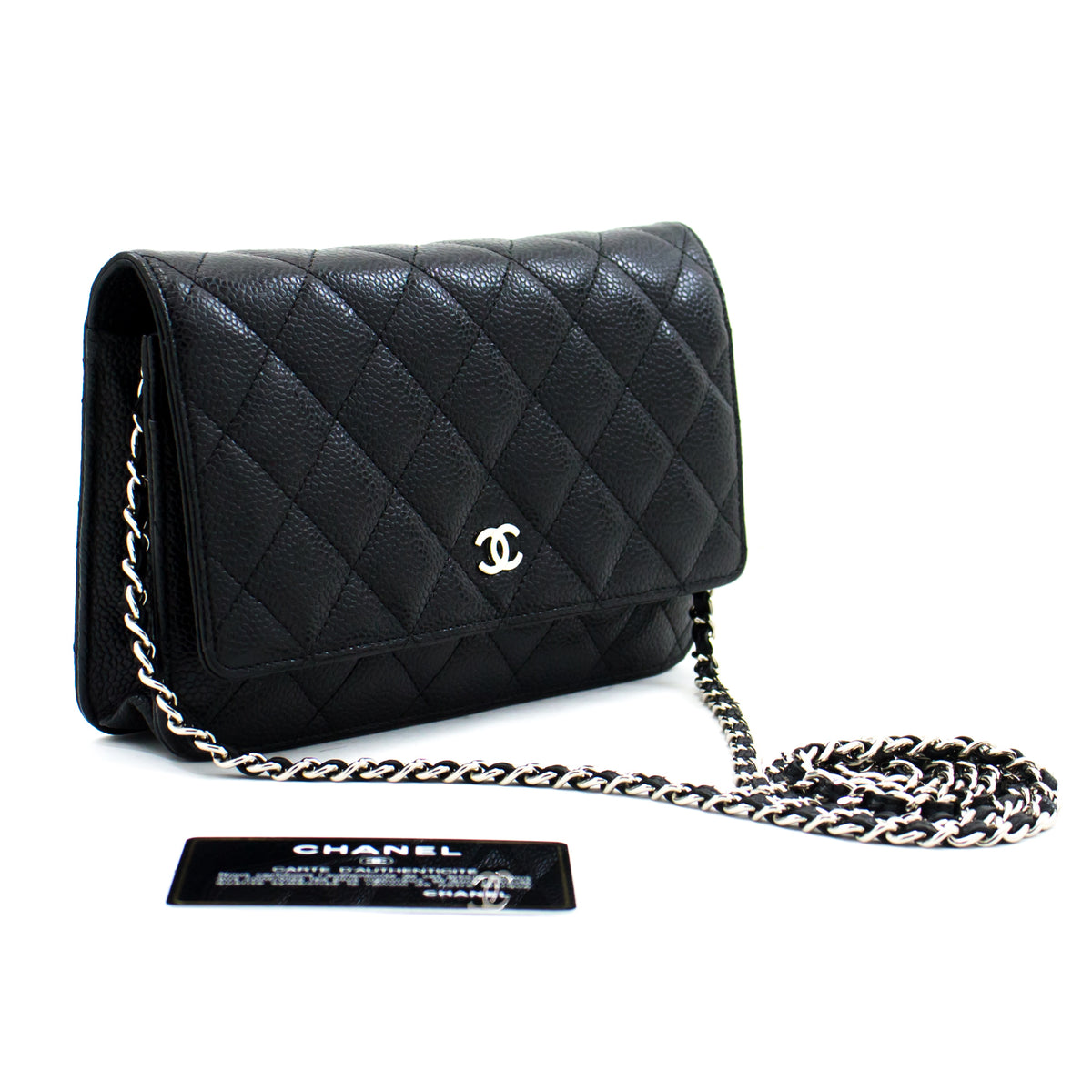 CHANEL Caviar Wallet On Chain WOC Black Shoulder Bag Crossbody i97 -  hannari-shop