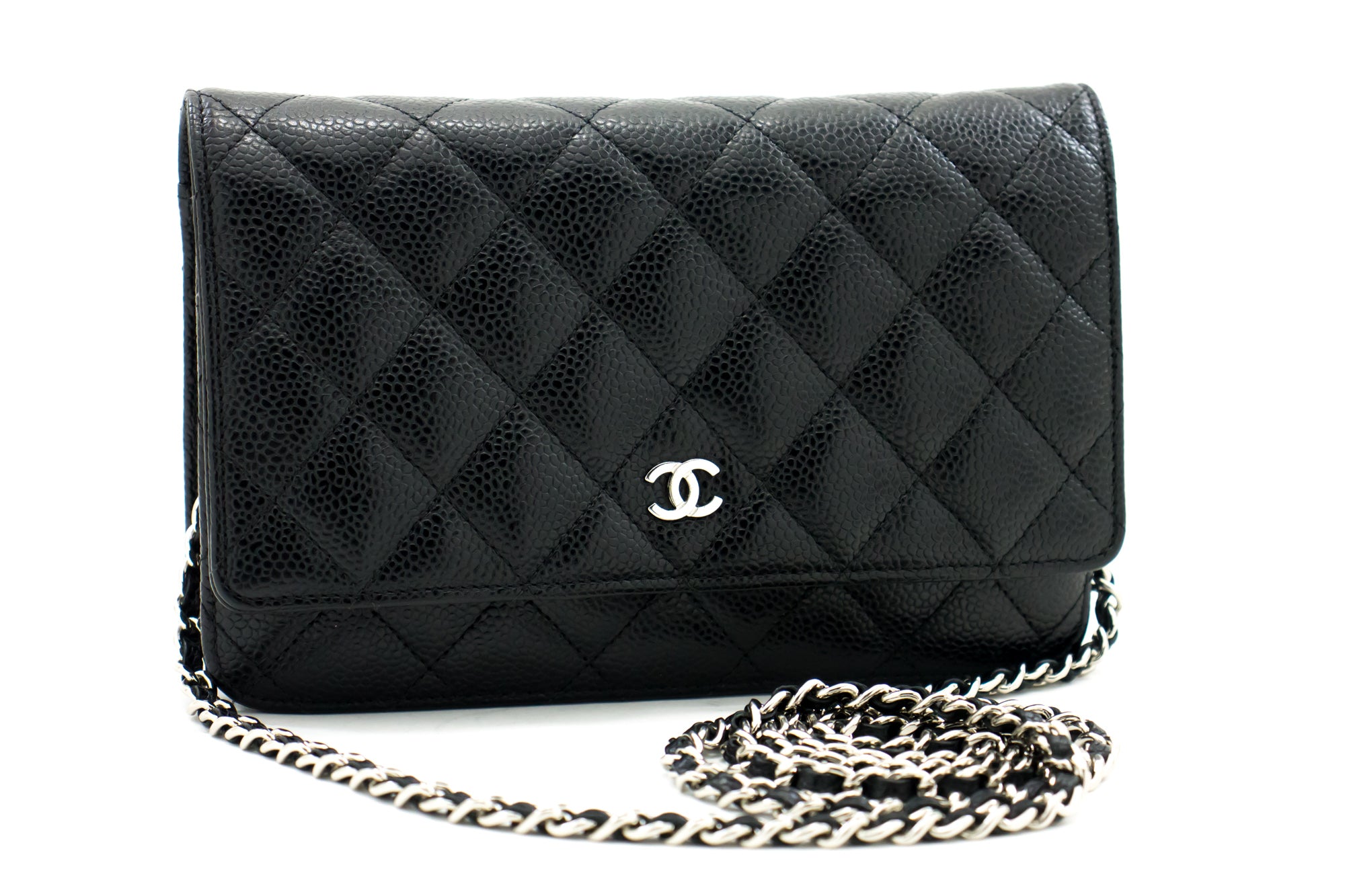 CHANEL Caviar Wallet On Chain WOC Black Shoulder Bag Crossbody i97 –  hannari-shop