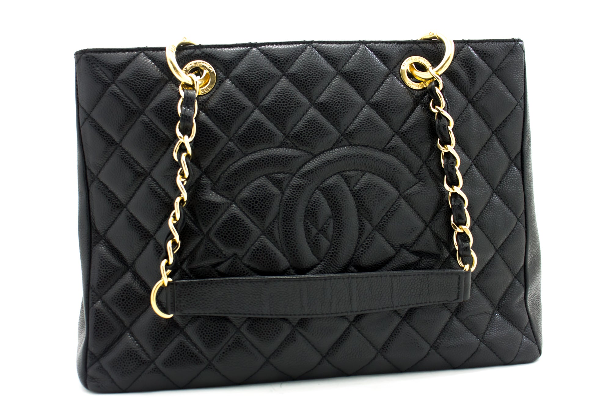 chanel black quilted caviar purse