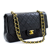 CHANEL Classic Double Flap 10" Chain Shoulder Bag Black Lambskin i71 hannari-shop