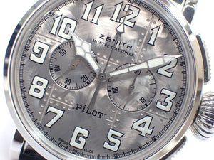 ZENITH Pilot's Type20 Chronograph sølv '21 Ægte varer Herre 175891270 hannari-shop