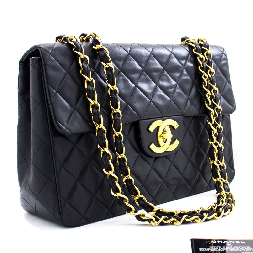 Chanel Black Leather Maxi Chain Around Flap Shoulder Bag Chanel