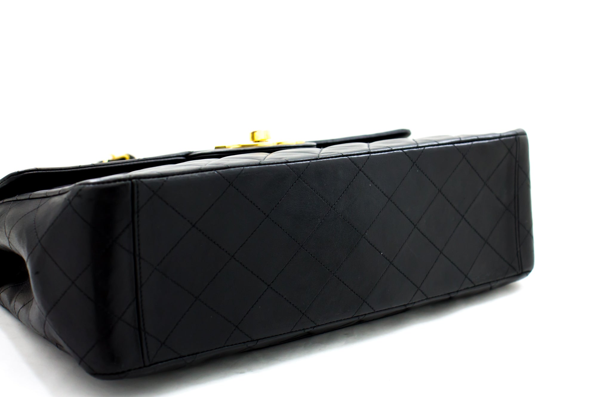 CHANEL Full Flap Chain Shoulder Bag Clutch Black Quilted Lambskin h33 –  hannari-shop