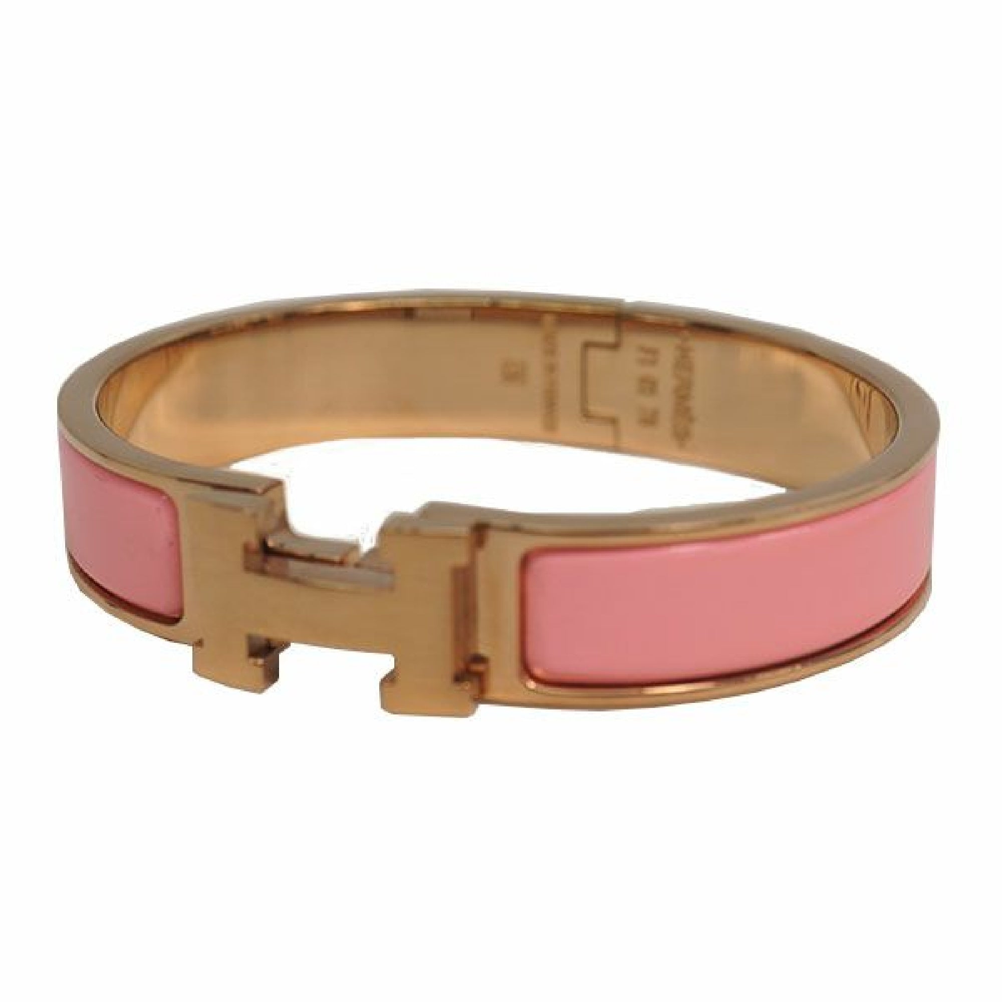 HERMES Clic Clac PM enamel x Palladium plated bangle pink x pink gold –  hannari-shop