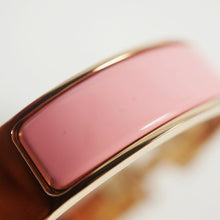 HERMES Clic Clac PM enamel x Palladium plated bangle pink x pink gold 69748130 hannari-shop