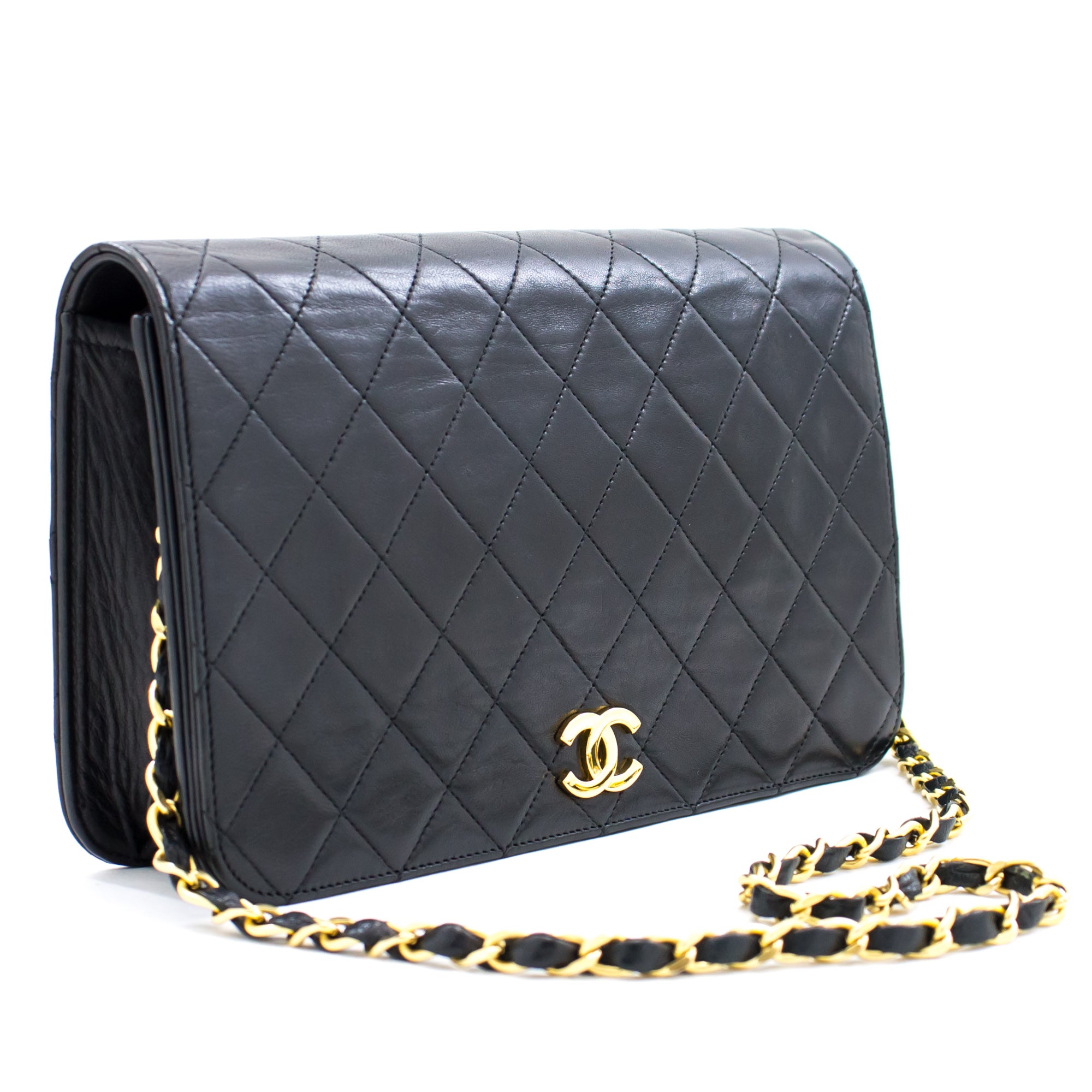 CHANEL Backpack Chain Bag Black Quilted Flap Lambskin Leather h70 – hannari- shop