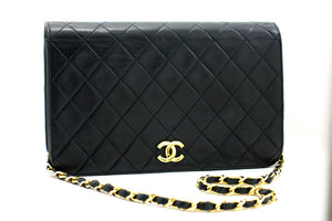 Chanel Small Chain Shoulder Bag Clutch Black Quilted Flap Lambskin J60