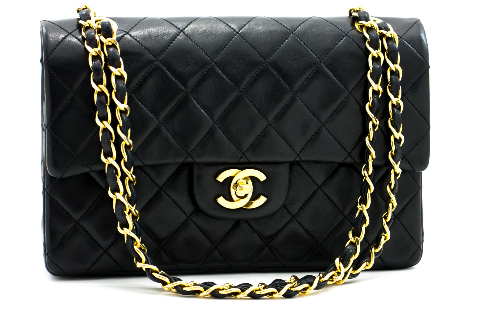 CHANEL Double Flap Small Caviar Leather Shoulder Bag Black-US