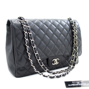 Chanel Vintage Black Quilted Caviar Timeless Medallion Tote Silver