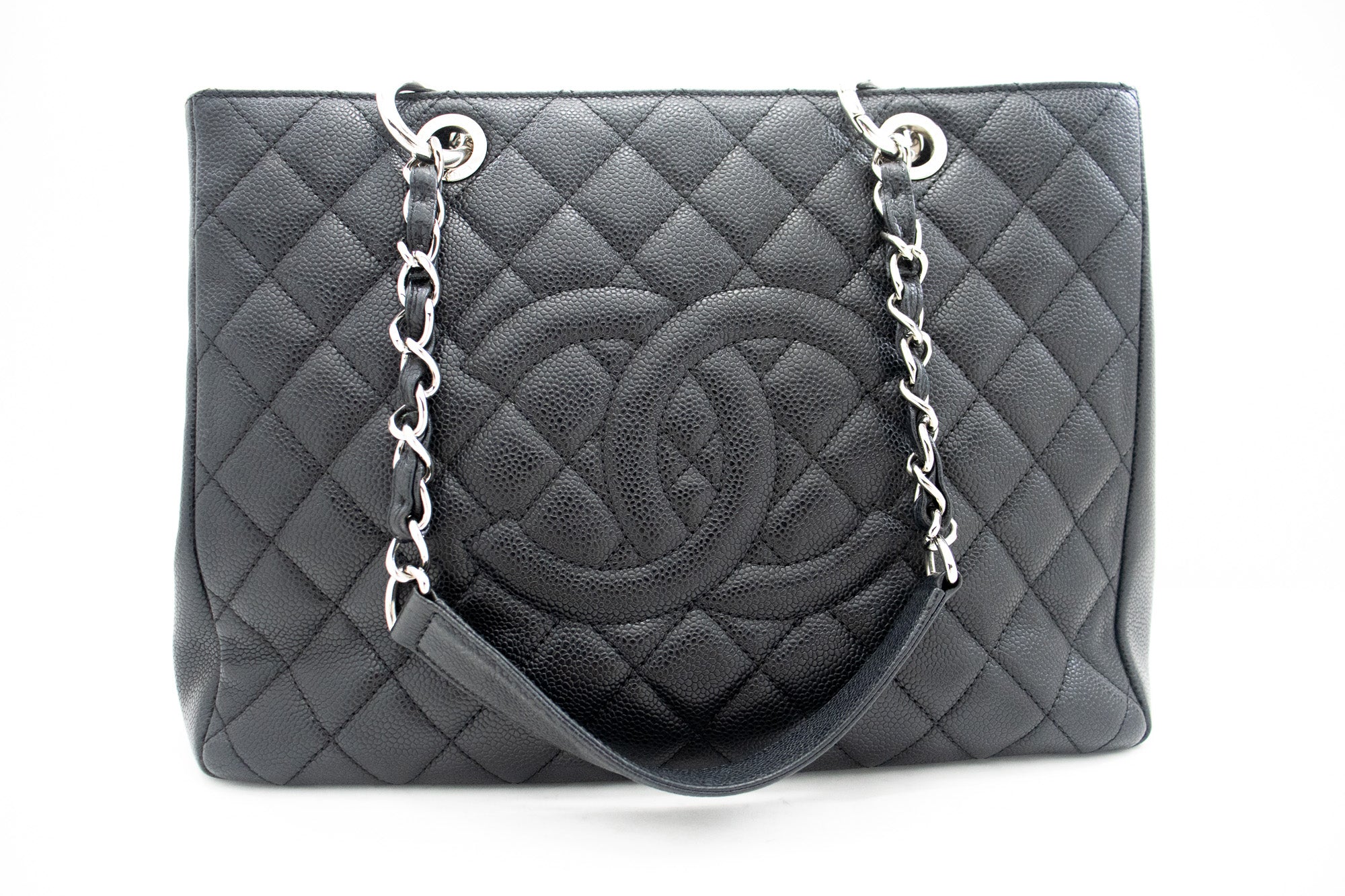 CHANEL Caviar GST 13 Grand Shopping Tote Chain Shoulder Bag Black j26 –  hannari-shop