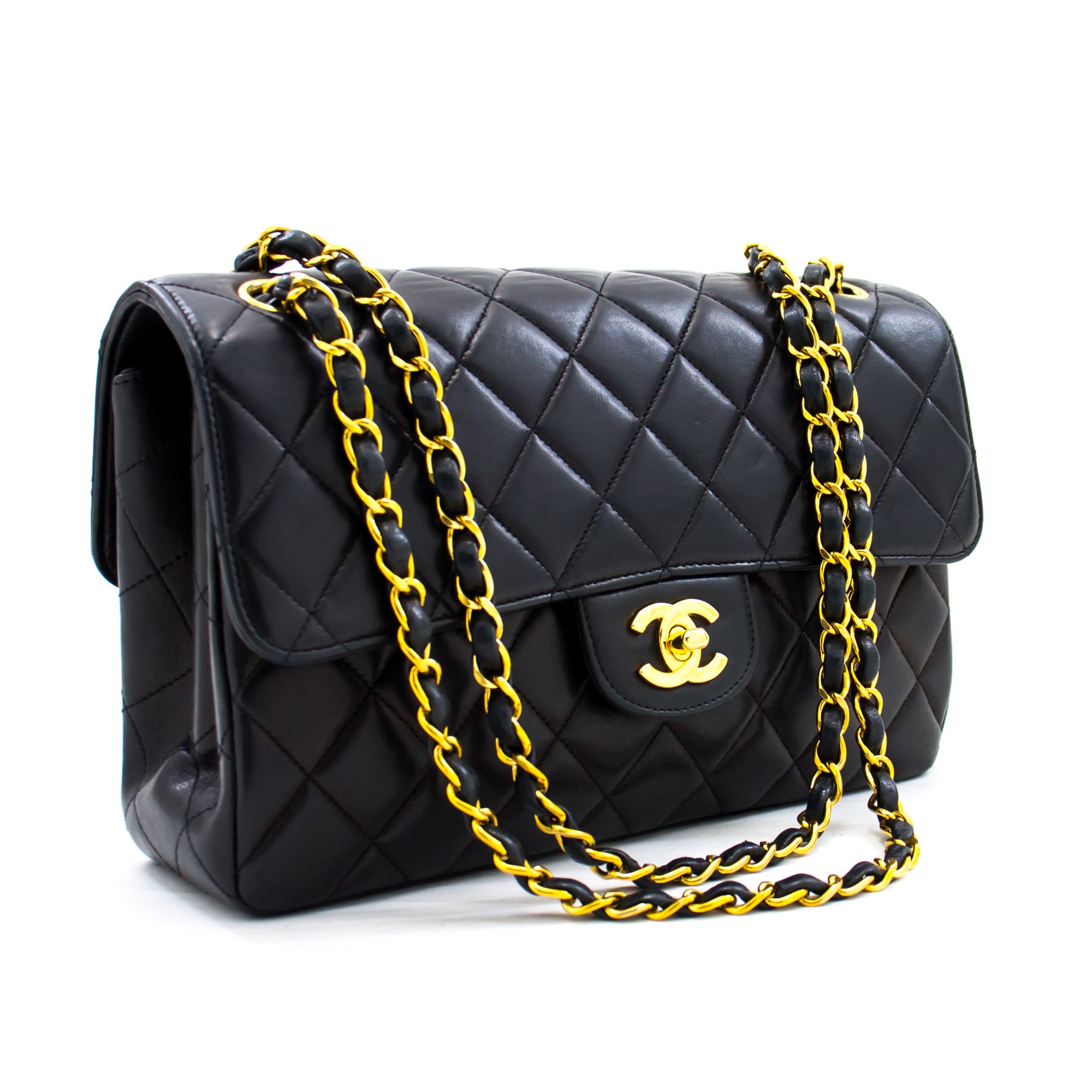 CHANEL Double Faces W Sided Chain Shoulder Bag Black Quilted Flap