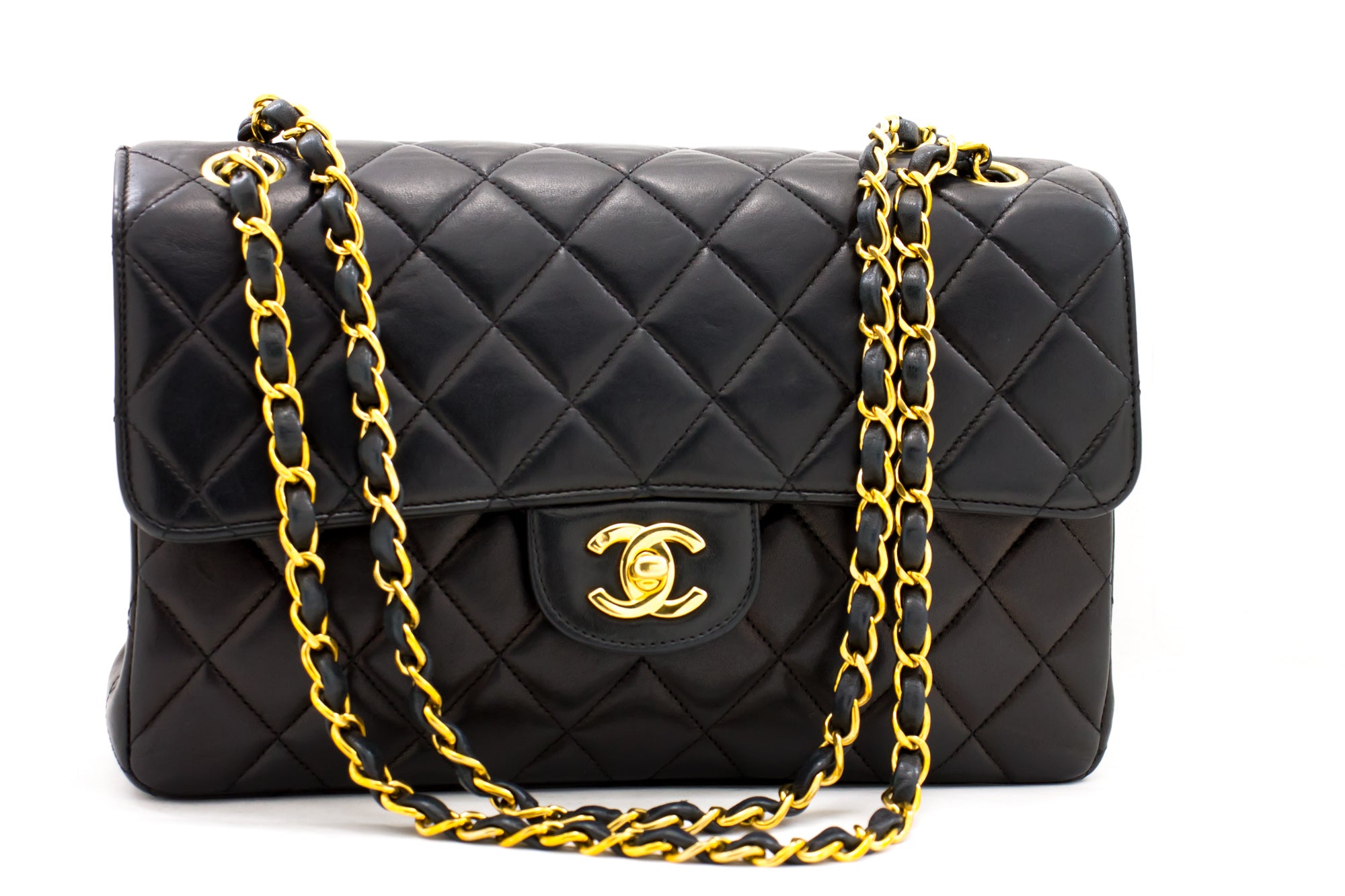 Chanel Chanel Black Quilted Leather 2.55 10 Shoulder Bag Gold Chain