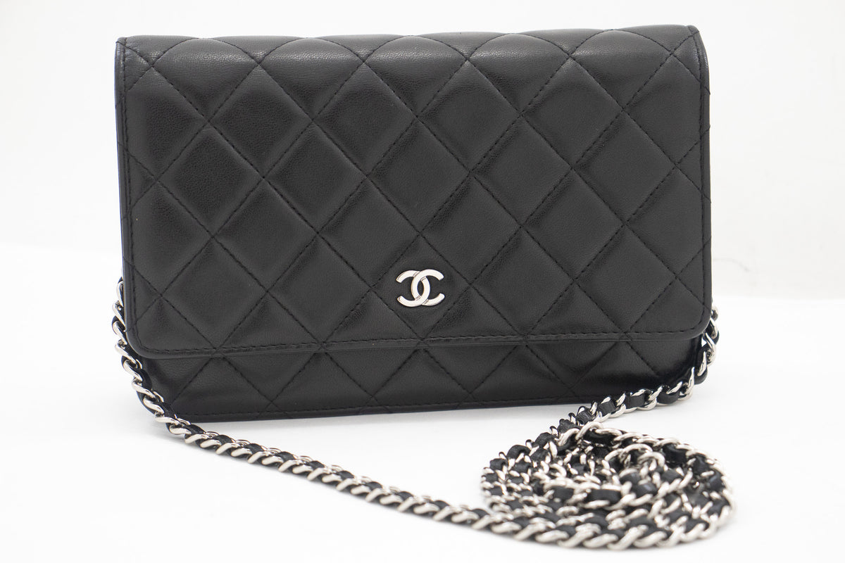 CHANEL Chain Shoulder Bag Clutch Black Quilted Flap Lambskin ($1,395) ❤  liked on Polyvore featuring bags, handbags, clutches, quil…