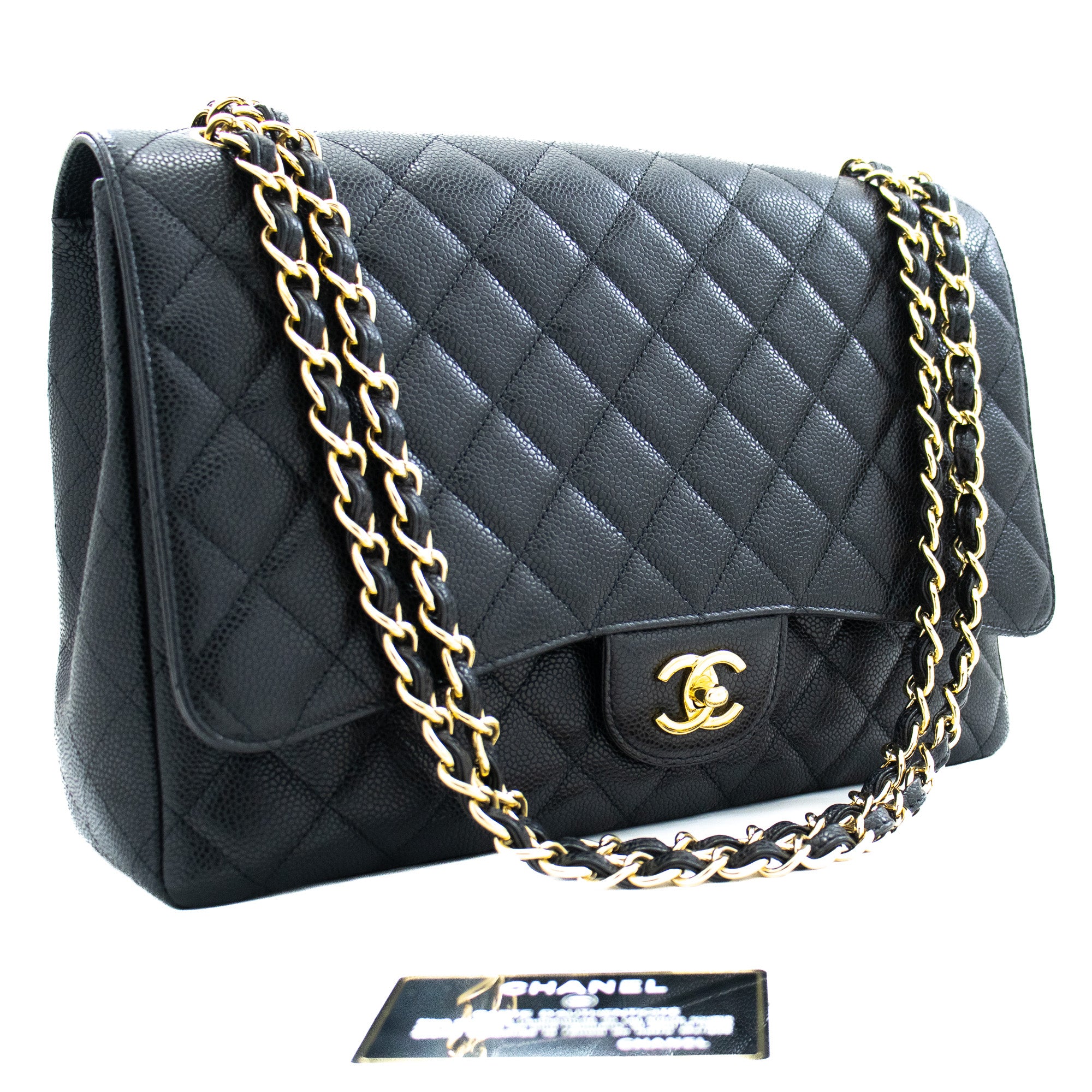 Brand New Chanel Classic Double Flap Bag Quilted Caviar Jumbo NWT