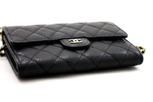 CHANEL Χαβιάρι μικρό πορτοφόλι σε αλυσίδα WOC Μαύρη τσάντα ώμου τσάντα c03 hannari-shop