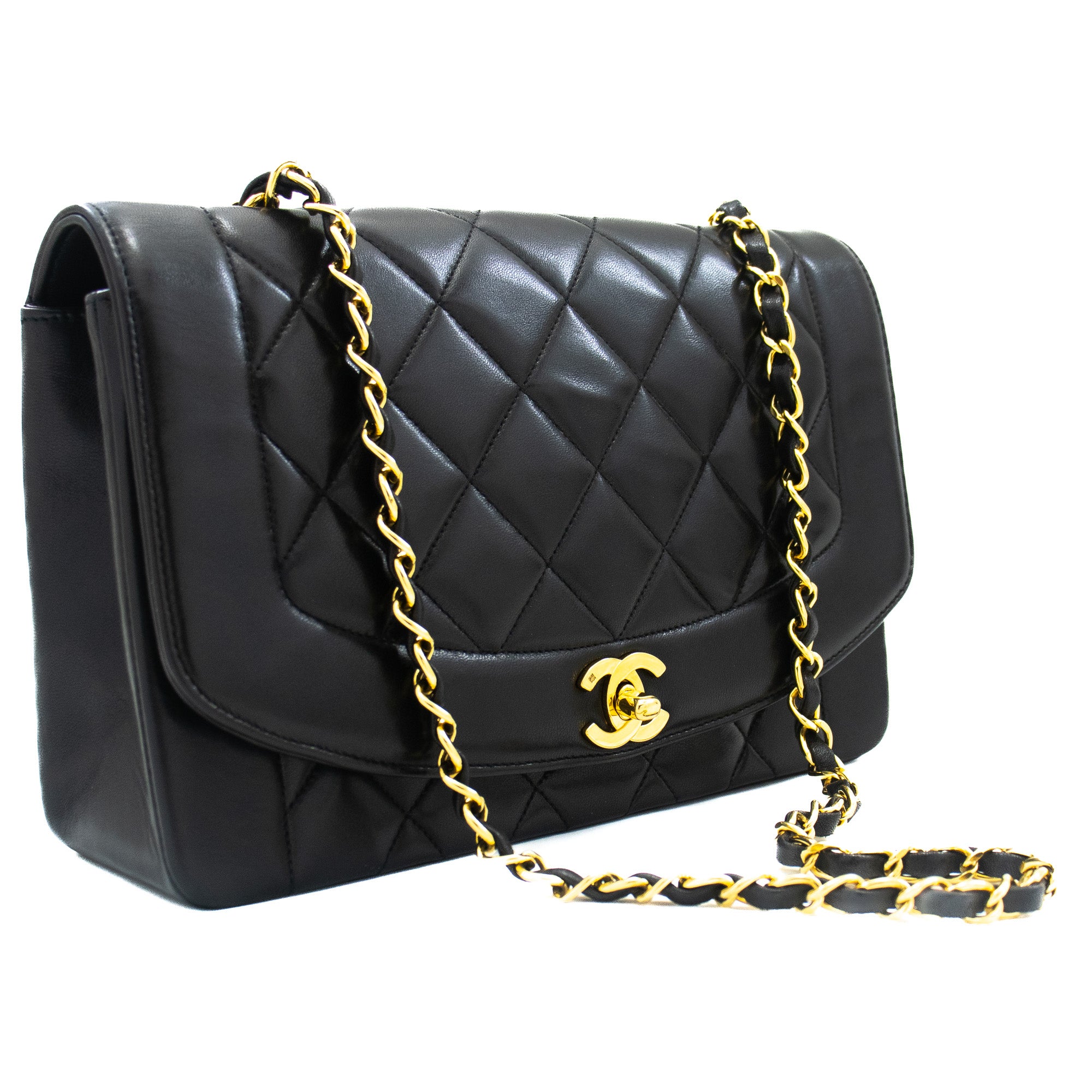 Chanel Mini Square Small Chain Shoulder Bag Crossbody Black Quilt L03