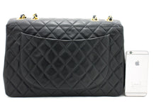 CHANEL Jumbo 13" 2.55 Flap Chain Shoulder Bag Black Lambskin Large g83 hannari-shop