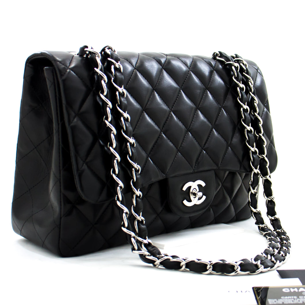 Handbags Chanel Chanel Jumbo 11 Large Chain Shoulder Bag Flap Black Lambskin Gold