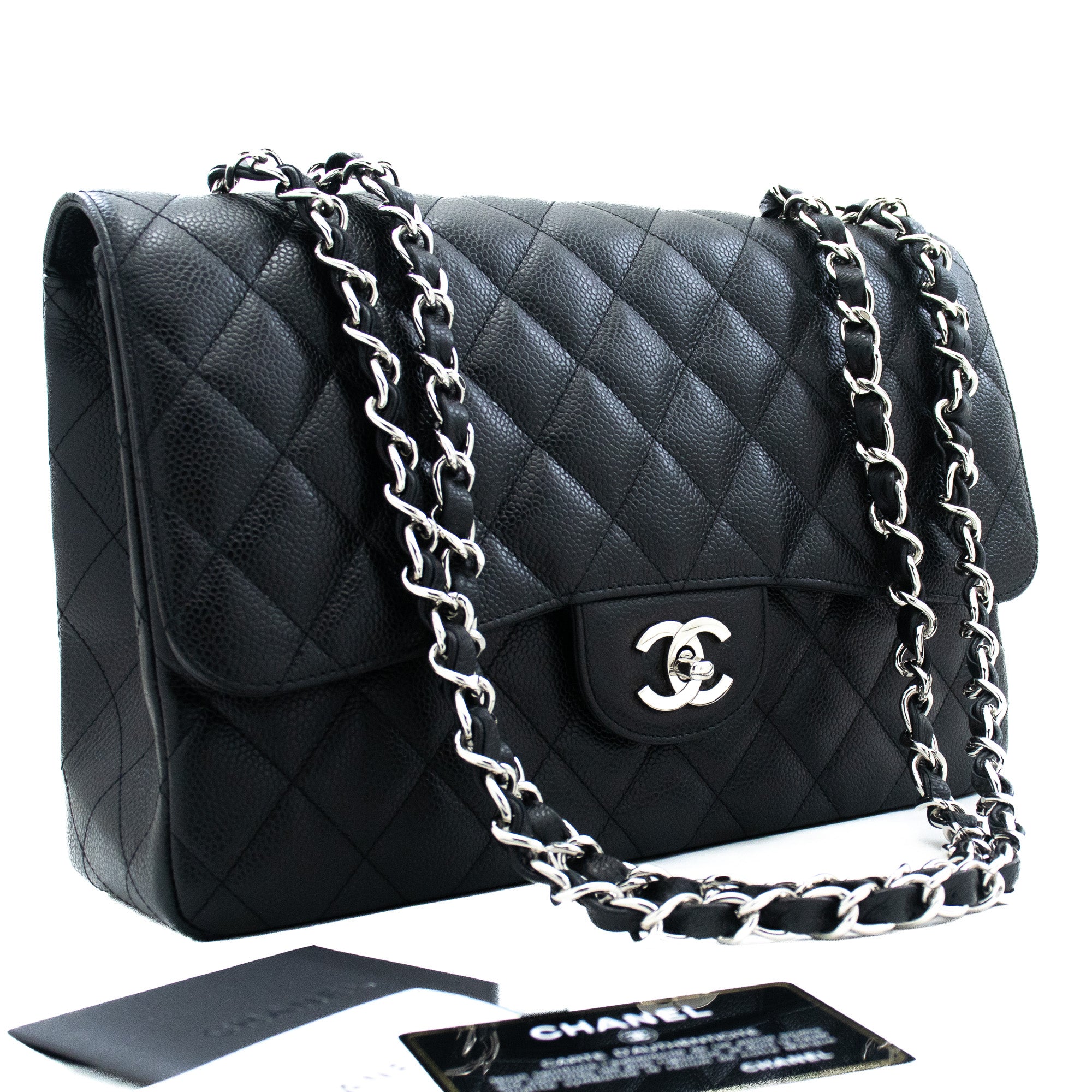 Chanel Jumbo bag black jersey Sylver Hardware