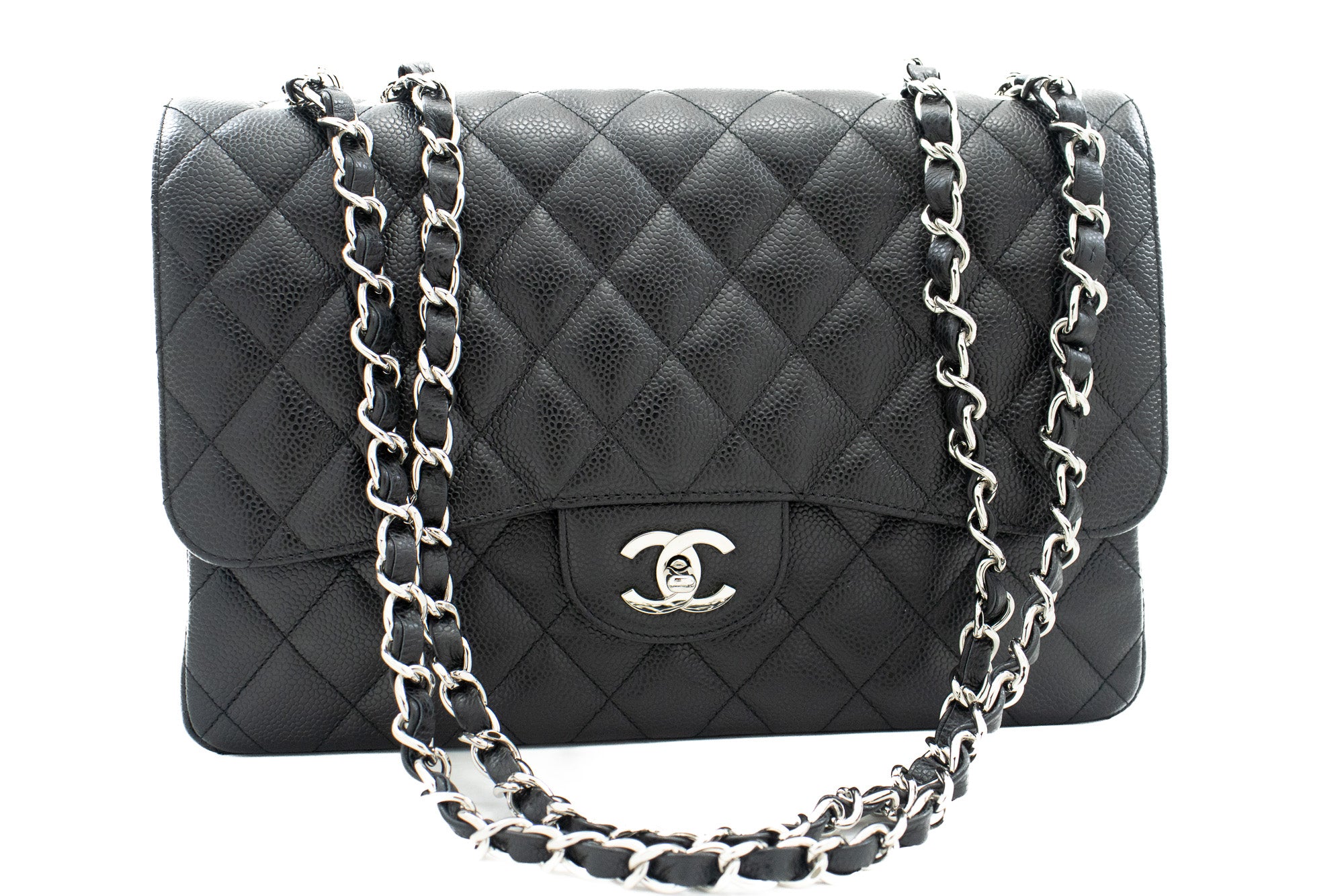 CHANEL, Bags, Chanel Caviar Leather Cc Logo Flap Shoulder Bag White  Authentic