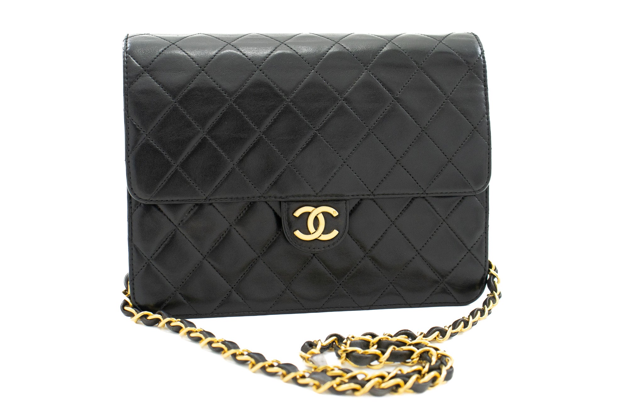 Chanel 2019 Black Lambskin Leather Quilted Mini Rectangular