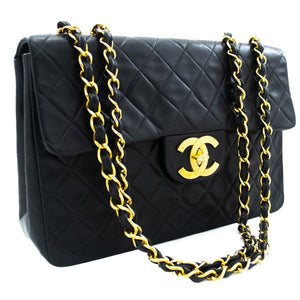 Chanel Maxi Jumbo Classic Yellow Leather Crossbody Shoulder Bag