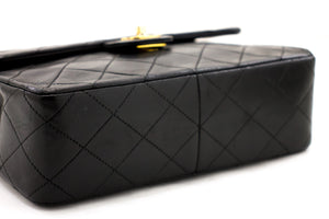 CHANEL Μίνι τετράγωνο Τσάντα ώμου με αλυσίδα χιαστί μαύρο πάπλωμα f77 hannari-shop