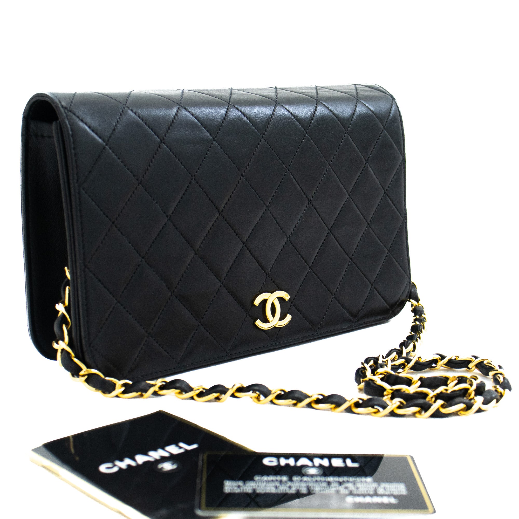 Chanel Mini Square Small Chain Shoulder Bag Crossbody Black Quilt G90