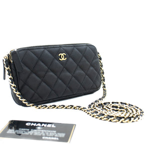 CHANEL Caviar Quilted Wallet on Chain WOC Black 1304884