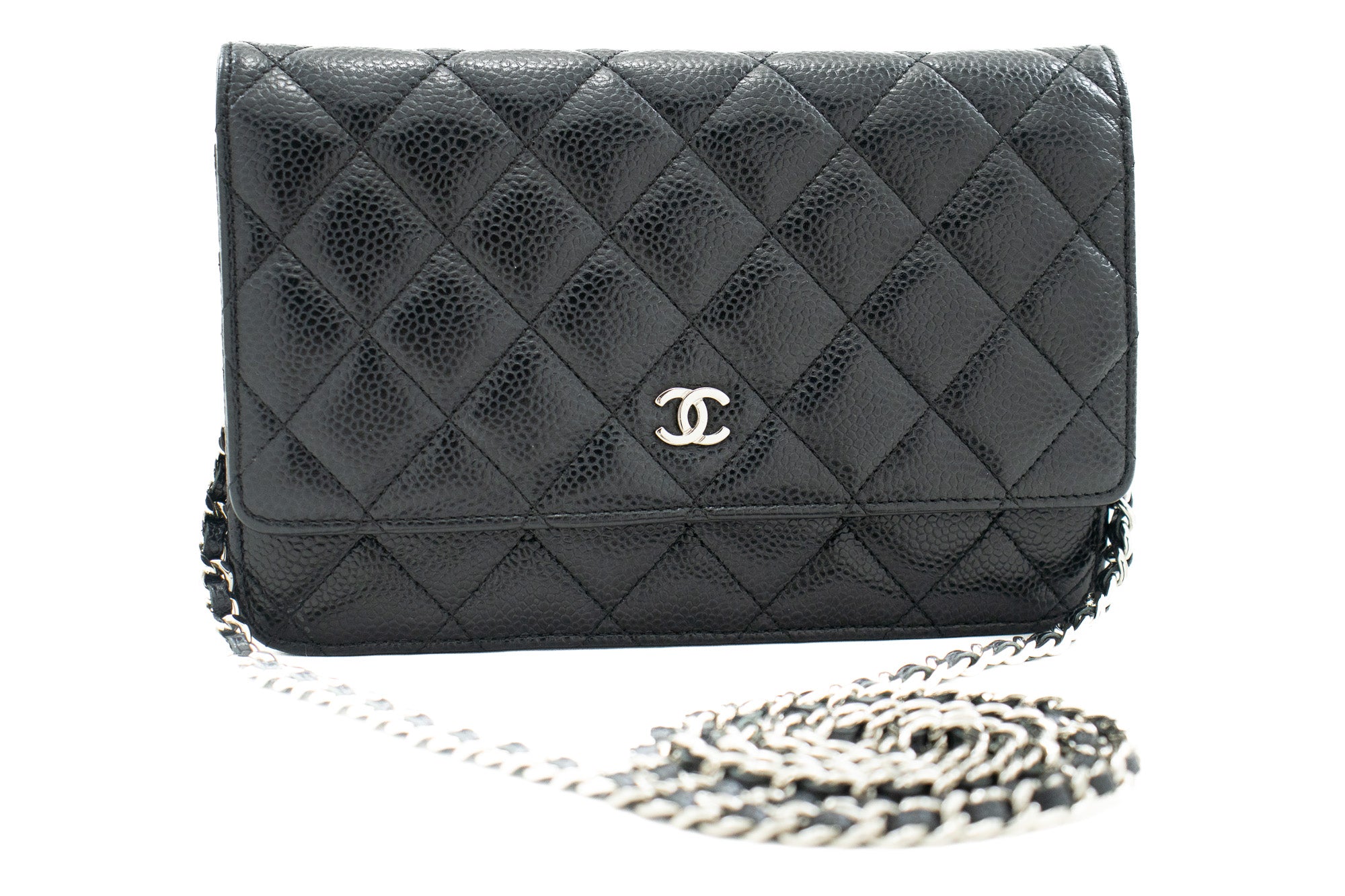Chanel Black Caviar Leather CC Logo Timeless Wallet on Chain Flap Bag  ref.298078 - Joli Closet