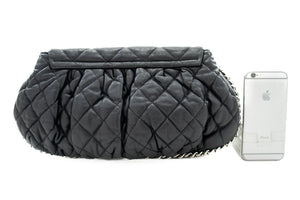 CHANEL Chain Around Shoulder Bag Crossbody Black Calfskin Leather j91 hannari-shop