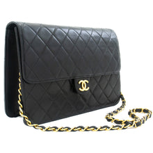 CHANEL Chain Shoulder Bag Clutch Black Quilted Flap Lambskin Purse k13 hannari-shop