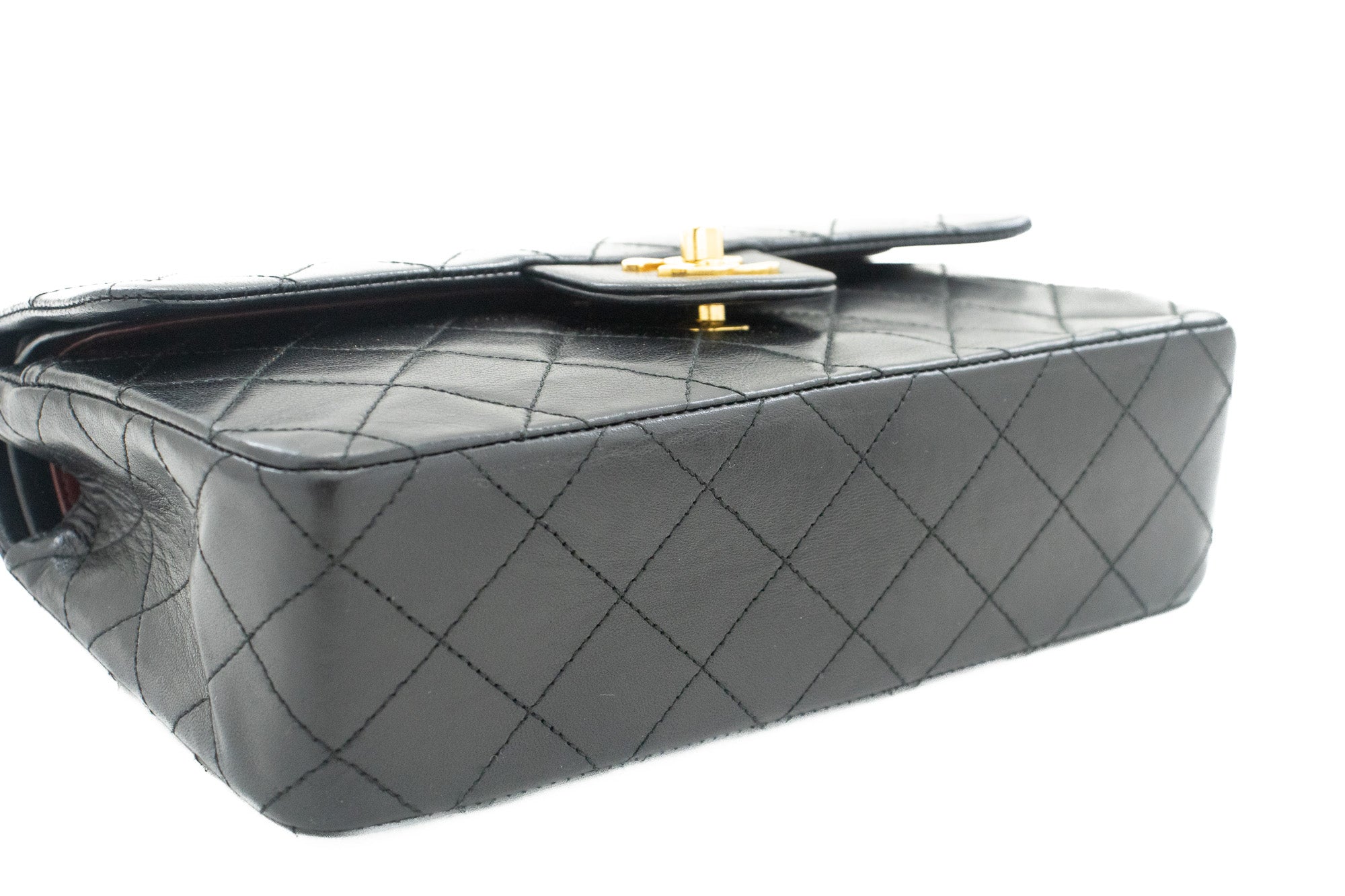 CHANEL Classic Double Flap 9 Chain Shoulder Bag Black Lambskin k42 –  hannari-shop