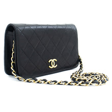 CHANEL Full Flap Chain Shoulder Bag Clutch Black Quilted Lambskin j67 hannari-shop