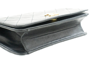 CHANEL Full Flap Chain Shoulder Bag Clutch Black Quilted Lambskin j67 hannari-shop