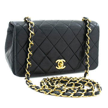CHANEL Full Flap Small Chain Shoulder Bag Black Quilted
