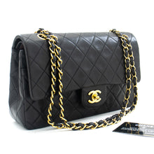 CHANEL Classic Double Flap 10" kæde skuldertaske Sort lammeskind g98 hannari-shop