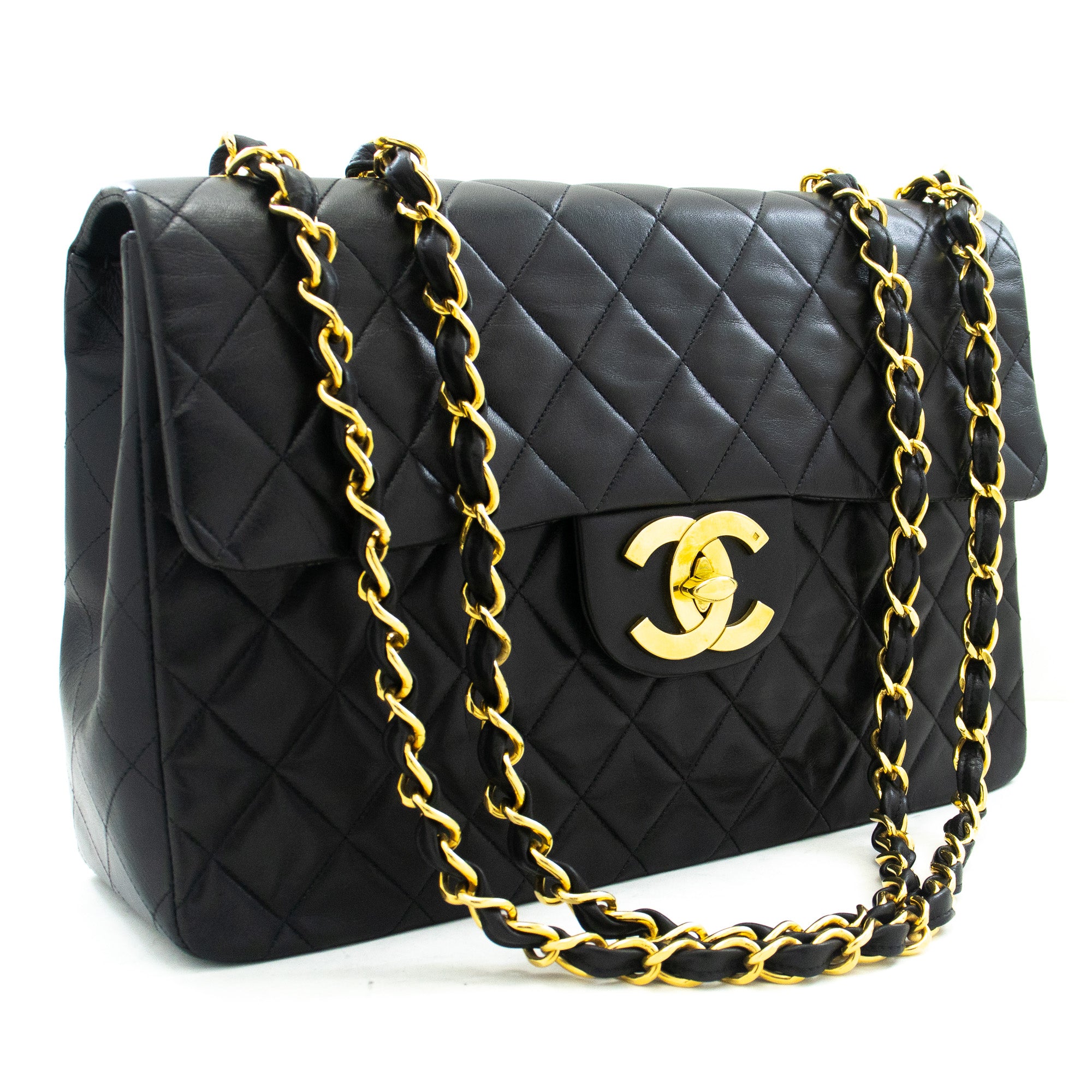 CHANEL, Bags, Chanel 9 Shiny Goatskin Quilted Small Pouch With Handle Woc