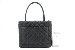 CHANEL Gold Medallion Caviar Skuldertaske Shopping Tote Sort i53 hannari-shop
