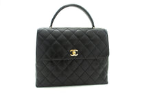 CHANEL Kelly Kornet Kalveskind Caviar Håndtaske Taske Sort Flap Pung j41 hannari-shop