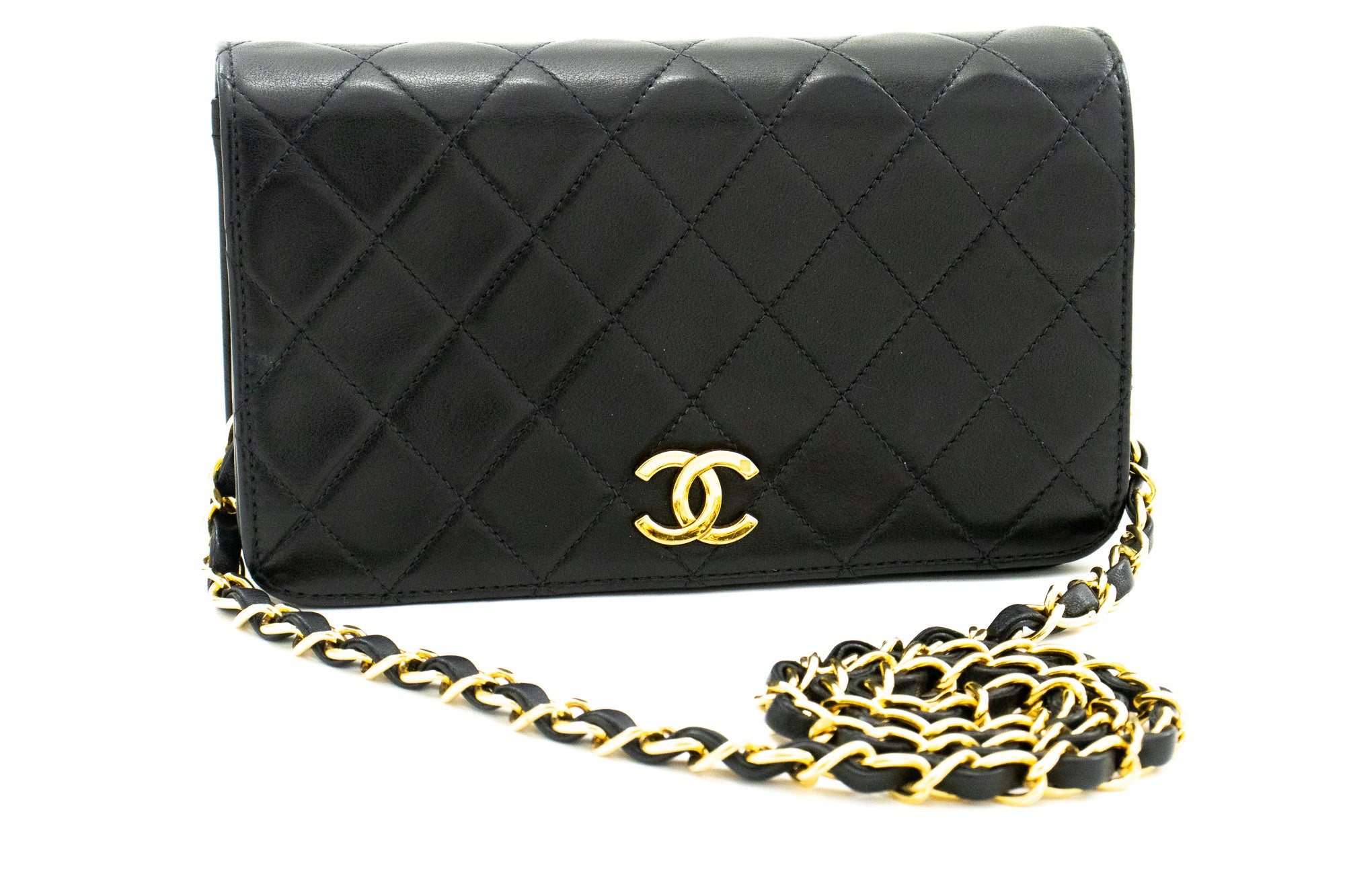 Chanel Vintage Full Flap Bag Quilted Lambskin Mini Black 21675811