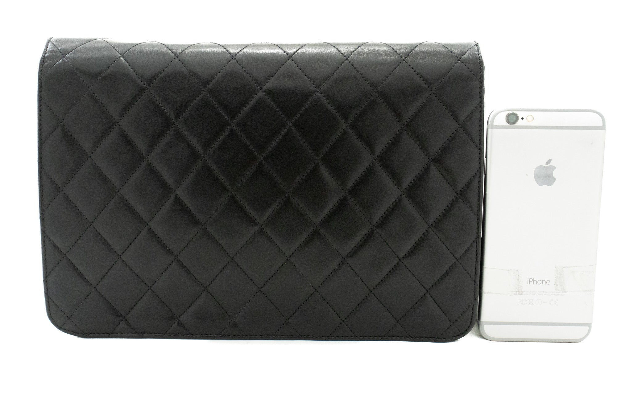 Chanel Chain Shoulder Bag Clutch Black Quilted Flap Lambskin Purse j98