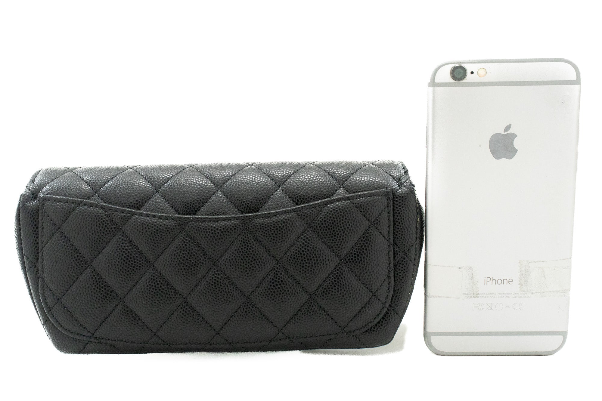 chanel cosmetic bag black leather
