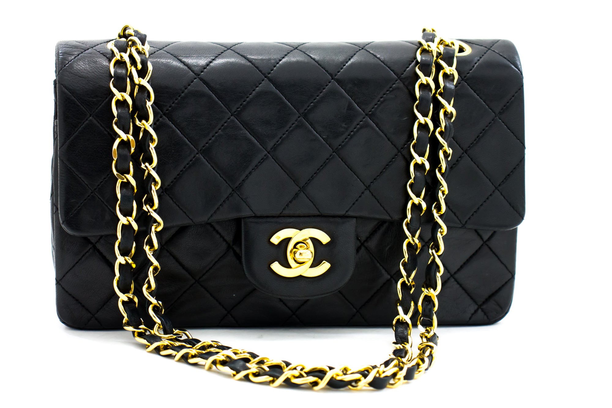 Chanel Vintage Black Lambskin Classic Flap Bag Gold Hardware