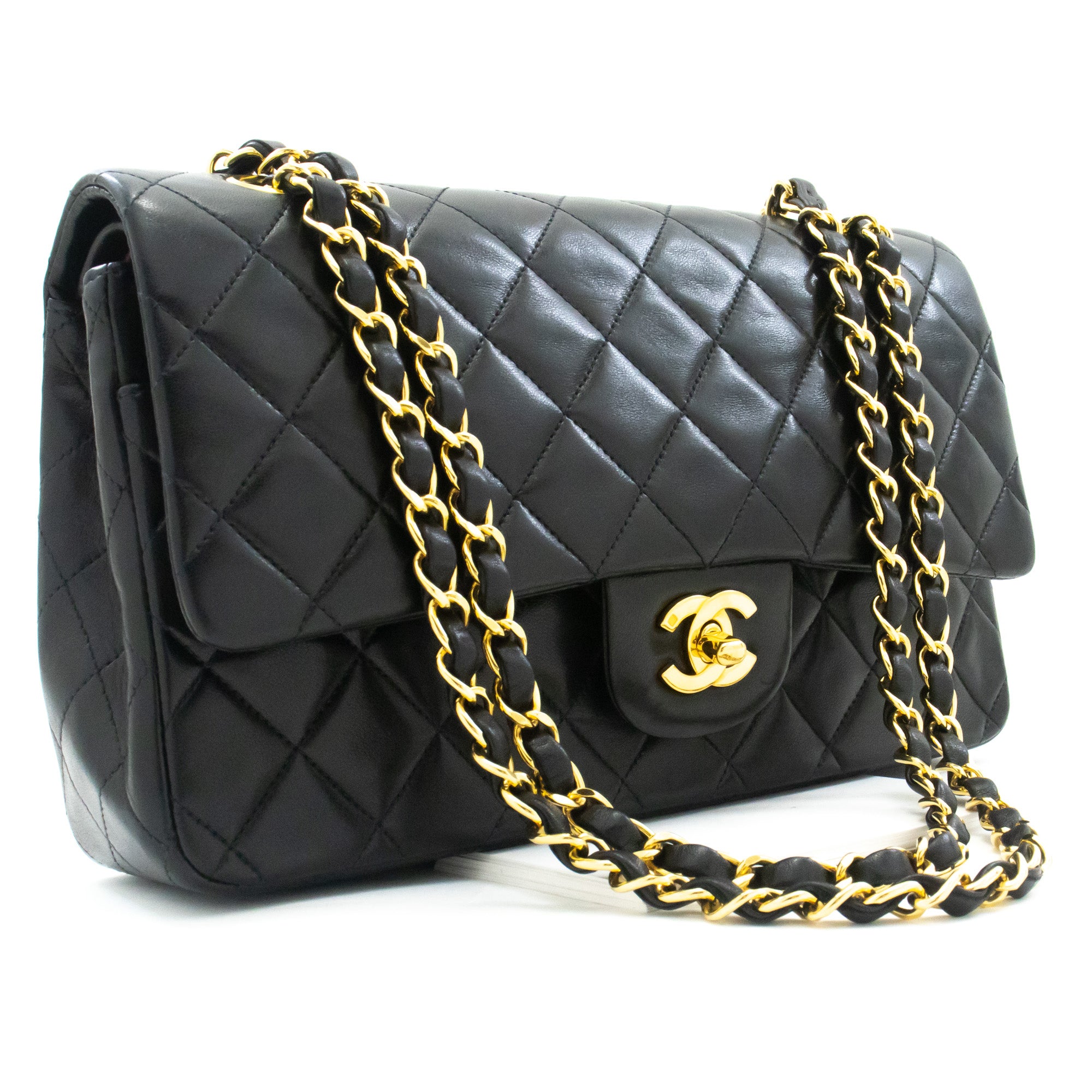 black chanel handbag with gold chain