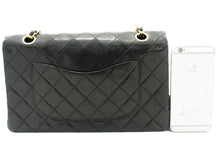 CHANEL Classic Double Flap 10" Chain Skuldertaske Sort Lammeskind k46 hannari-shop
