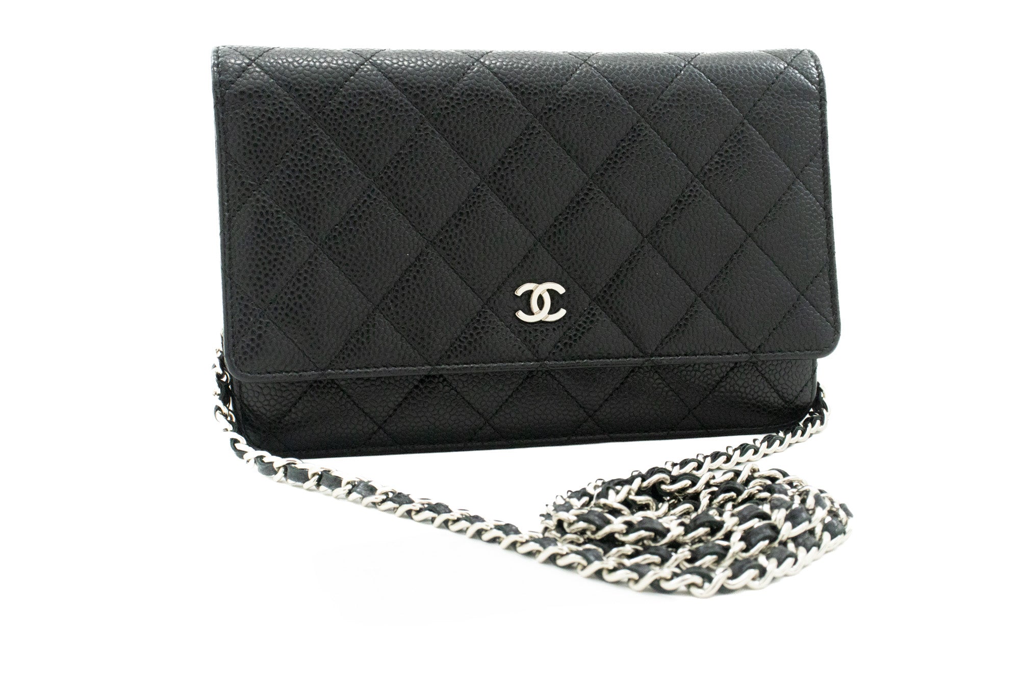 CHANEL Caviar Wallet On Chain WOC Black Shoulder Bag Crossbody k38
